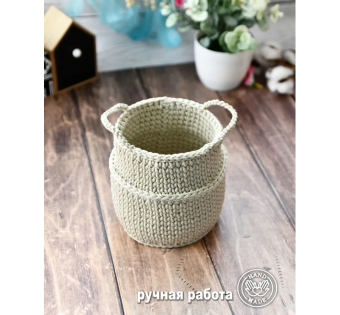 Корзинка вязаная 13х14см, ЛБ-Корз слоновая кость