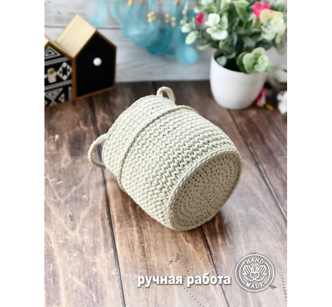 Корзинка вязаная 13х14см, ЛБ-Корз слоновая кость